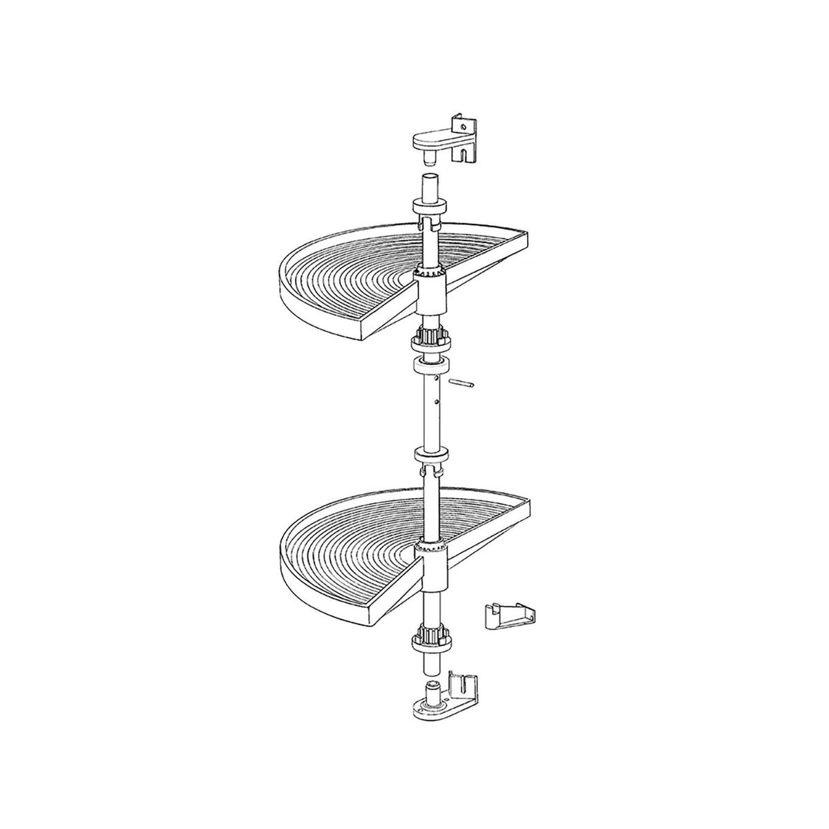 DREHPLATTEN Shelvo 1/2, für 900mm Modul, Kunststoff und Aluminium, Grau 2er-set - Grau, Kunststoff (90/55/44cm) - EMUCA