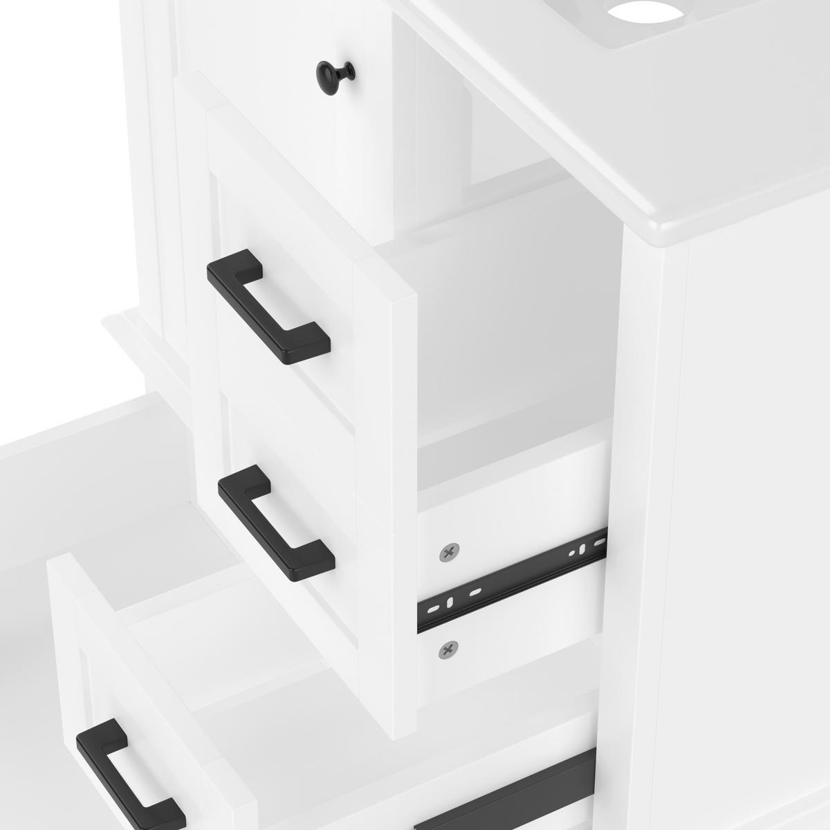 WASCHTISCHKOMBI 76/46/83,5 cm Weiß aus MDF und Keramik mit integriertem Keramikbecken - Weiß, Holzwerkstoff (76/83.5/46cm) - OKMYHOME
