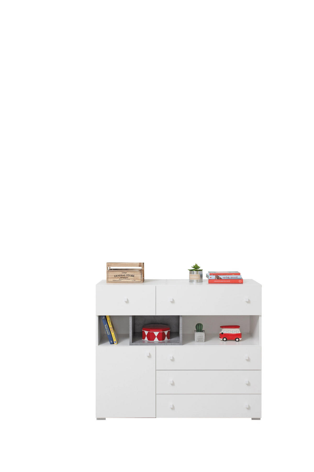 SCHLAFZIMMER Set 6-tlg. SIGMA System – Weiß / Grau - Weiß, Holzwerkstoff (90/190/50cm) - hi-markt