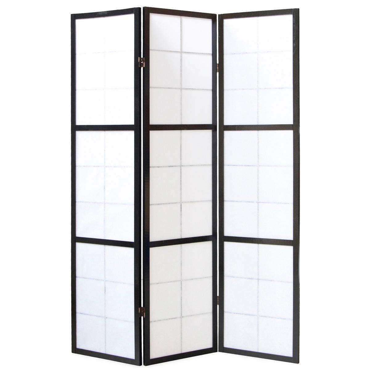 PARAVENT 3-tlg. 132/175 cm Schwarz Shoji - Schwarz, Holz (132/175/2cm) - Homestyle4u