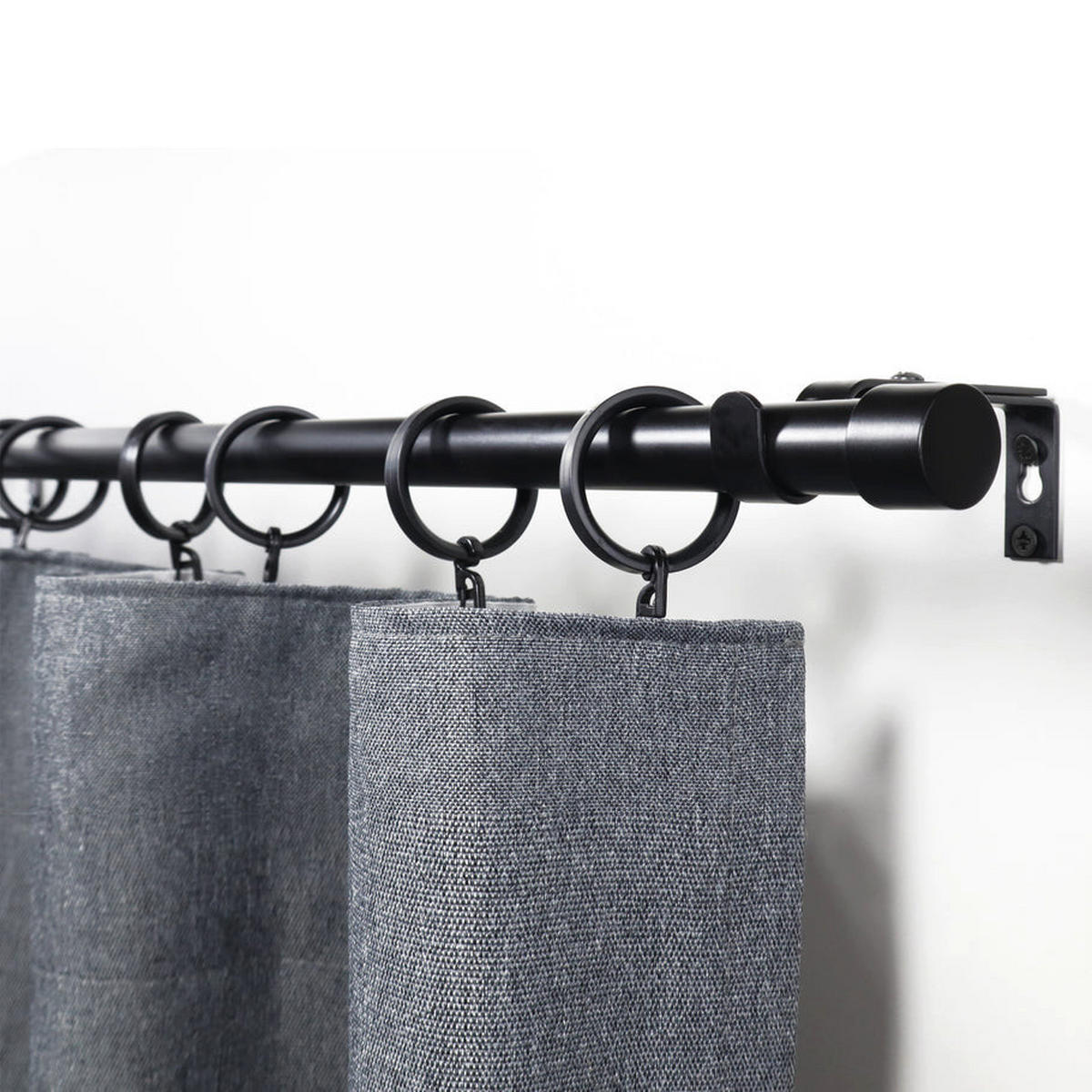 GARDINENSTANGE ausziehbar 120-210cm 1-Lauf Flexa - Schwarz, Metall (120cm) - Deco-Raum