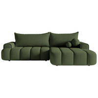 ECKSOFA Dandelino Khaki mit Bouclé-Bezug, rechts - Schwarz/Grün, Kunststoff/Textil (172/271cm) - Selsey