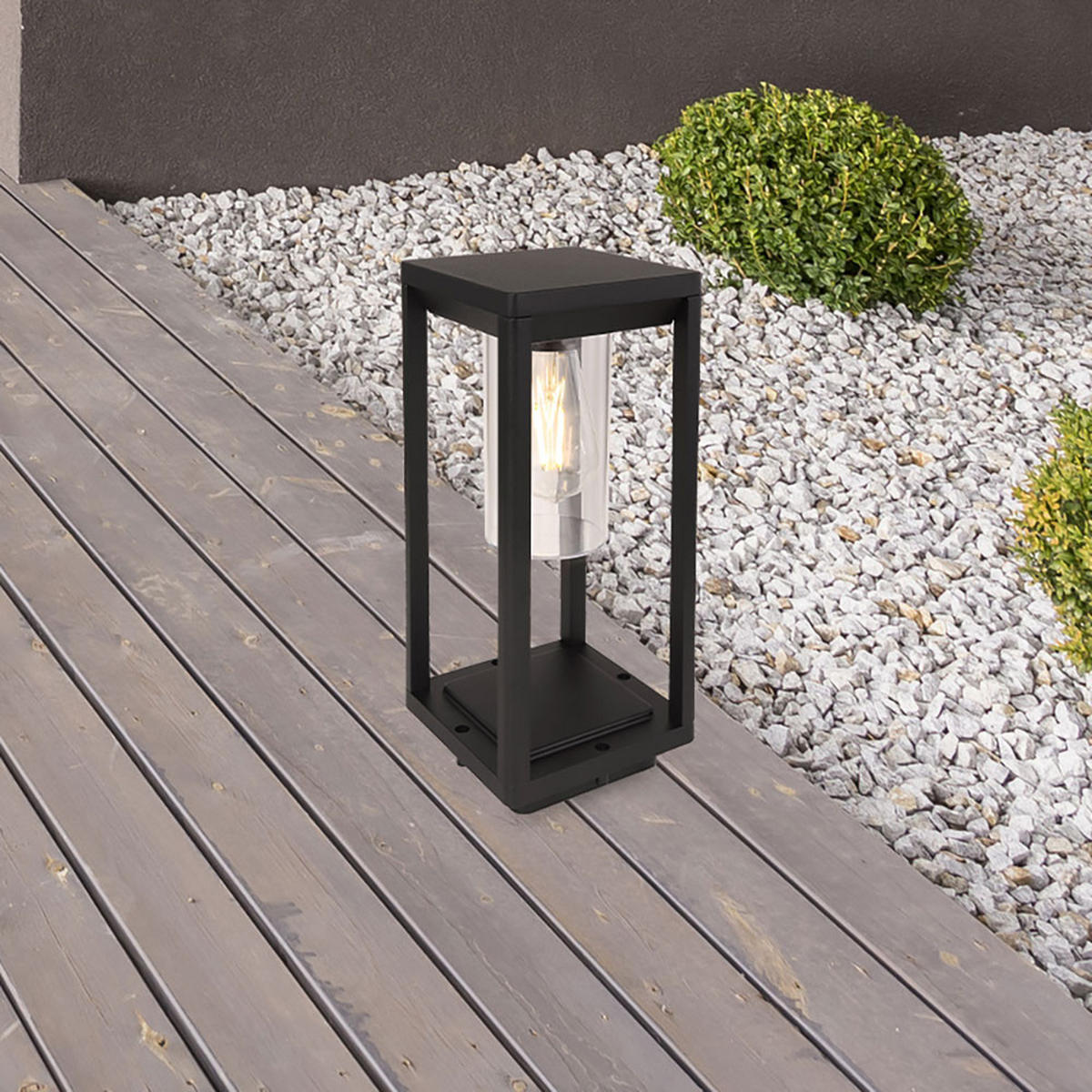 WEGELEUCHTE CANDELA Alu Schwarz - Schwarz, Kunststoff (15/15/35cm) - Globo Lighting