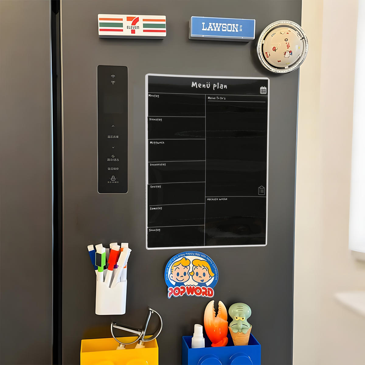 SPEISEPLAN Wochenplaner - Schwarz, Papier/Kunststoff (30/42/0.7cm) - Relaxdays