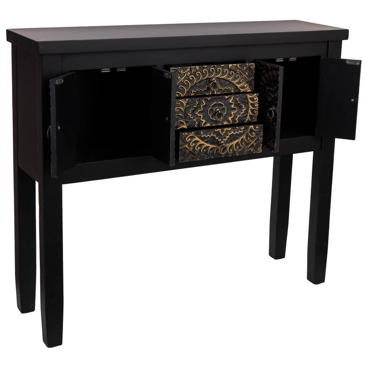 KONSOLE aus Holz 95x26x80 cm - Schwarz, Holz (26/95/80cm) - Wanderlust