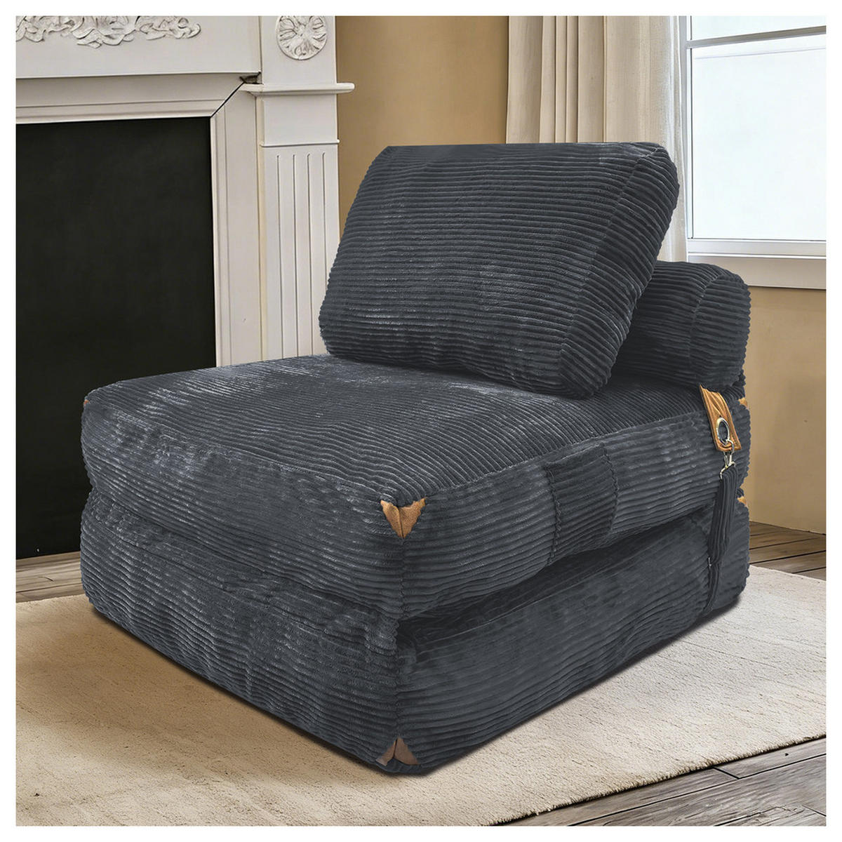 SITZSACK 87x86x40cm Leicht zu verstauen - Grau, Textil (86/33/87cm) - Raelunyi