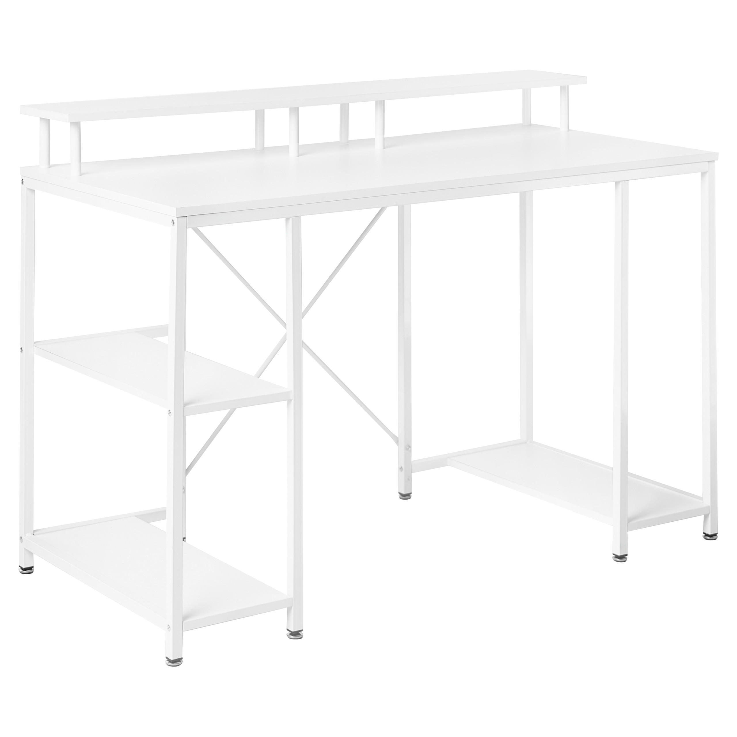 Beliani PSACÍ STŮL Bílý 120/60 cm s přihrádkami Caddo