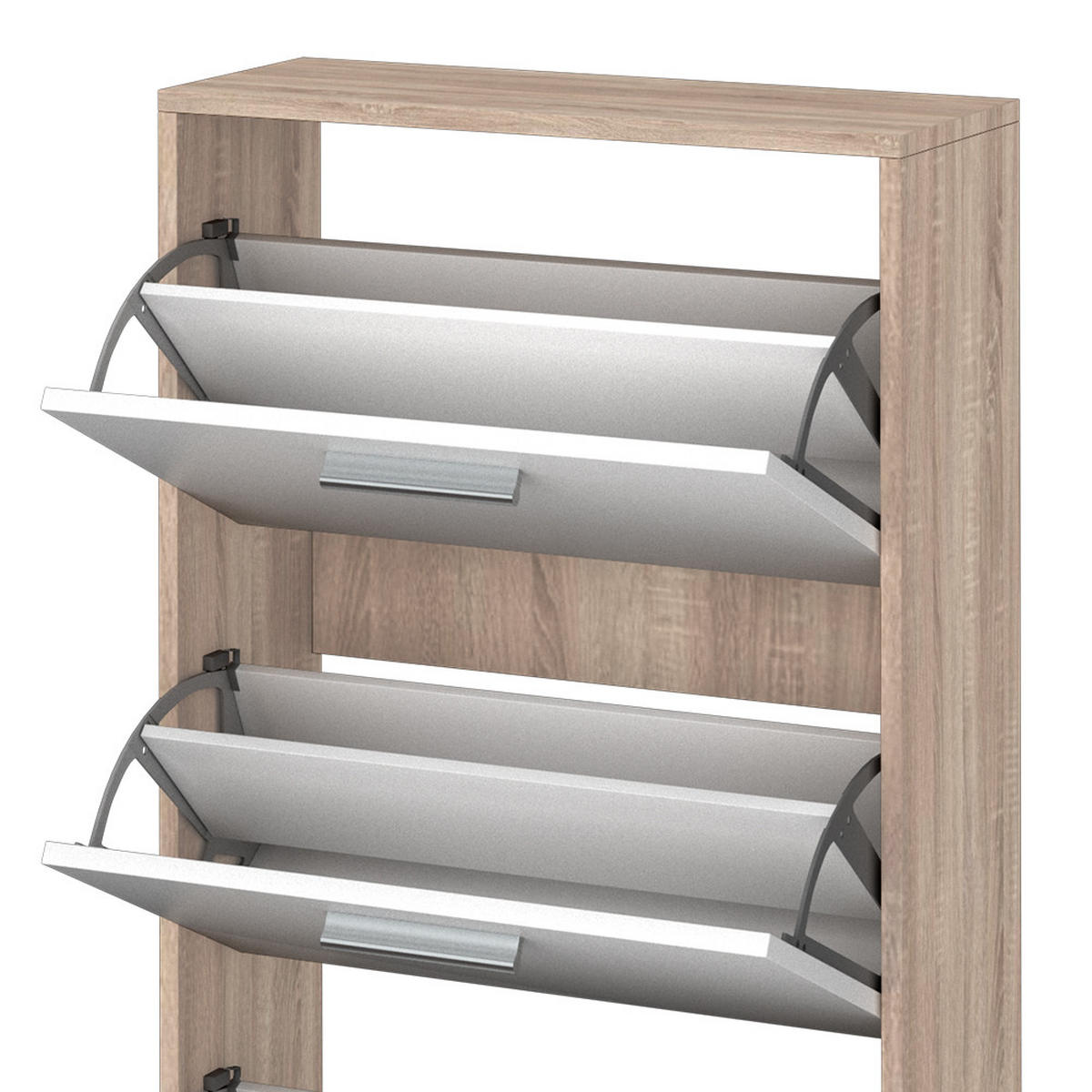 SCHUHKIPPER Gizmo Weiß/Sonoma 59 x 105 cm - Weiß/Sonoma Eiche, Holzwerkstoff (59/105/22cm) - Vicco