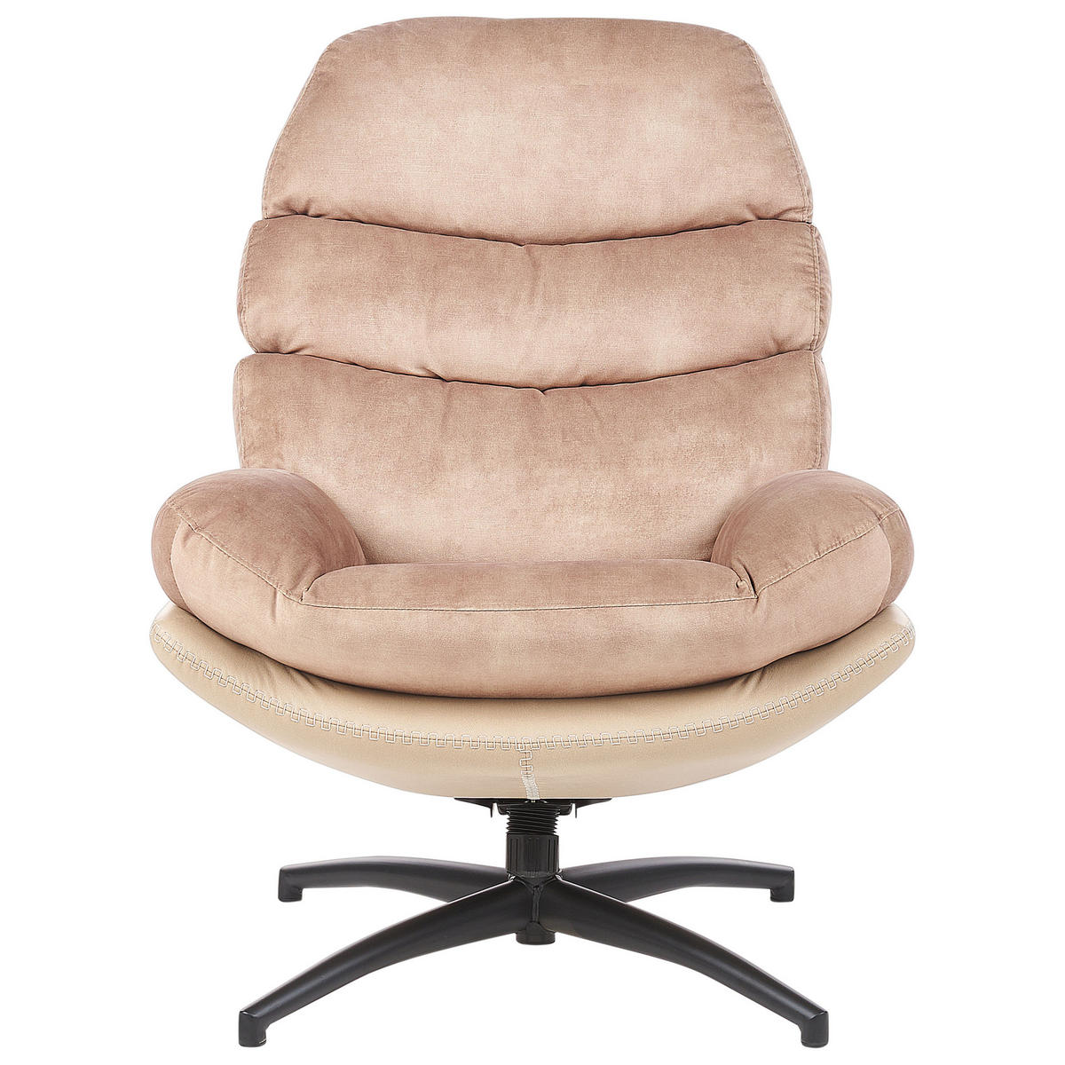 STUHL Samtstoff mit Fußhocker Sandbeige Eide - Beige/Schwarz, Textil (78/100/87cm) - Beliani