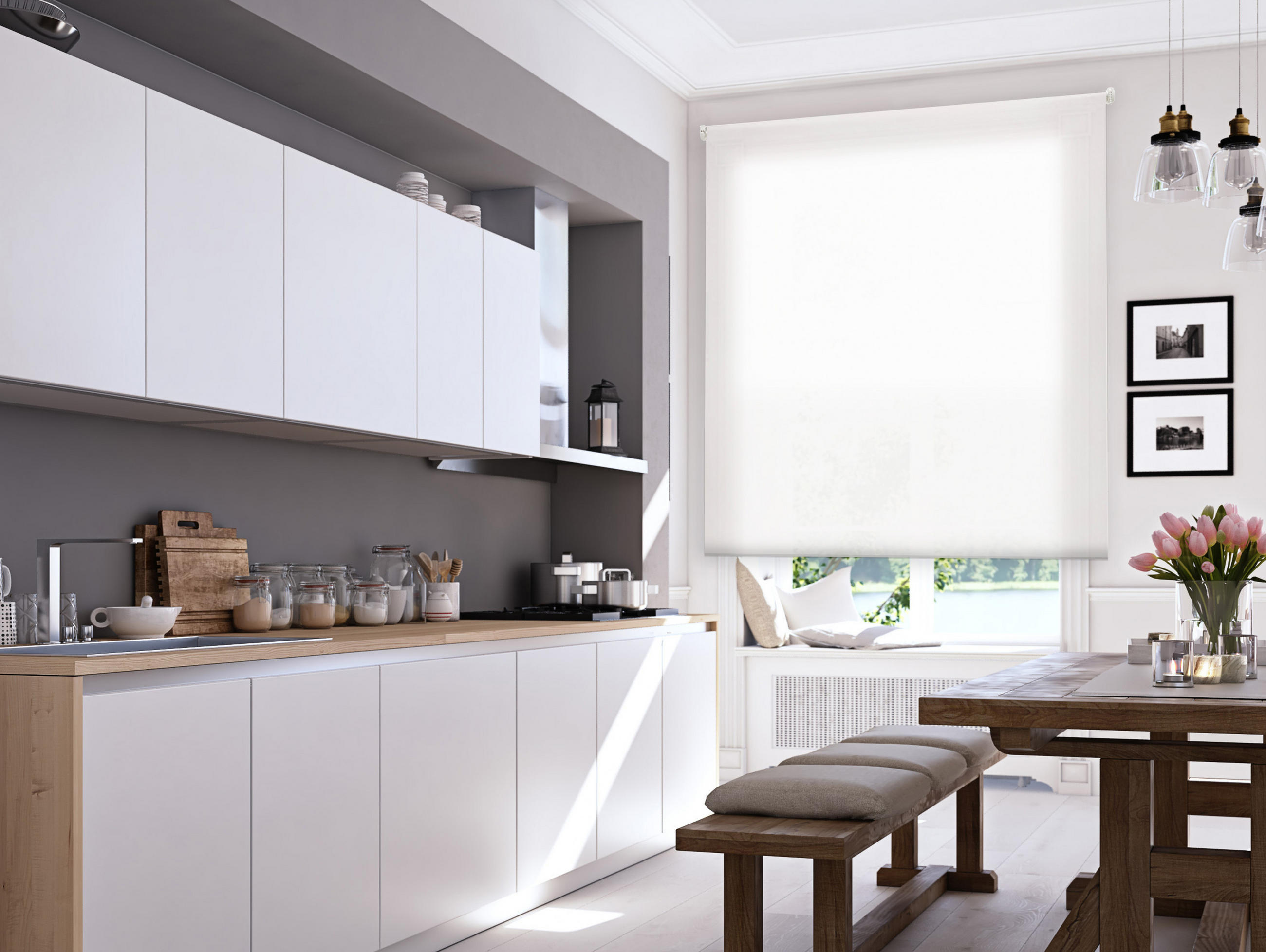 Thumbnail - Purline Rollo, Hellgrau, Textil, Uni, Rechteckig, 140x250x1 cm, Wohntextilien, Rollos & Jalousien, Rollos