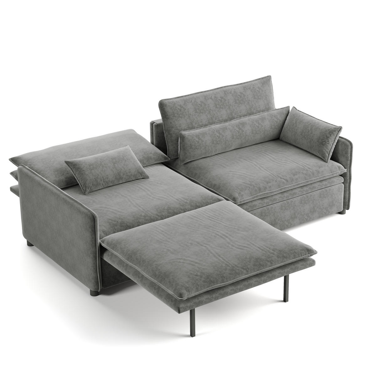SCHLAFSOFA 3-in-1 ausziehbar mit Staufach, DE-42857, Hellgrau - Hellgrau, Holzwerkstoff (206/86/91cm) - ComfortXL