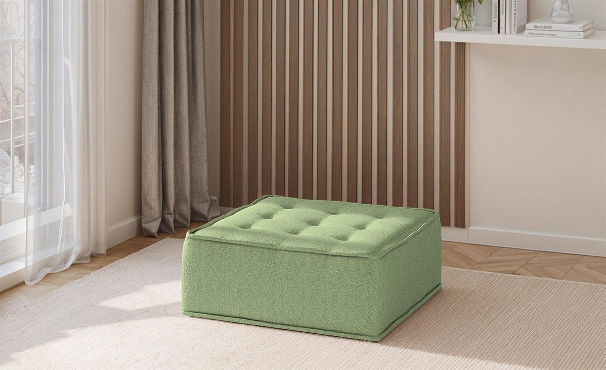 POLSTERHOCKER Sande In Alpine - Hellgrün, Holzwerkstoff/Textil (90/38/90cm) - Fun Möbel