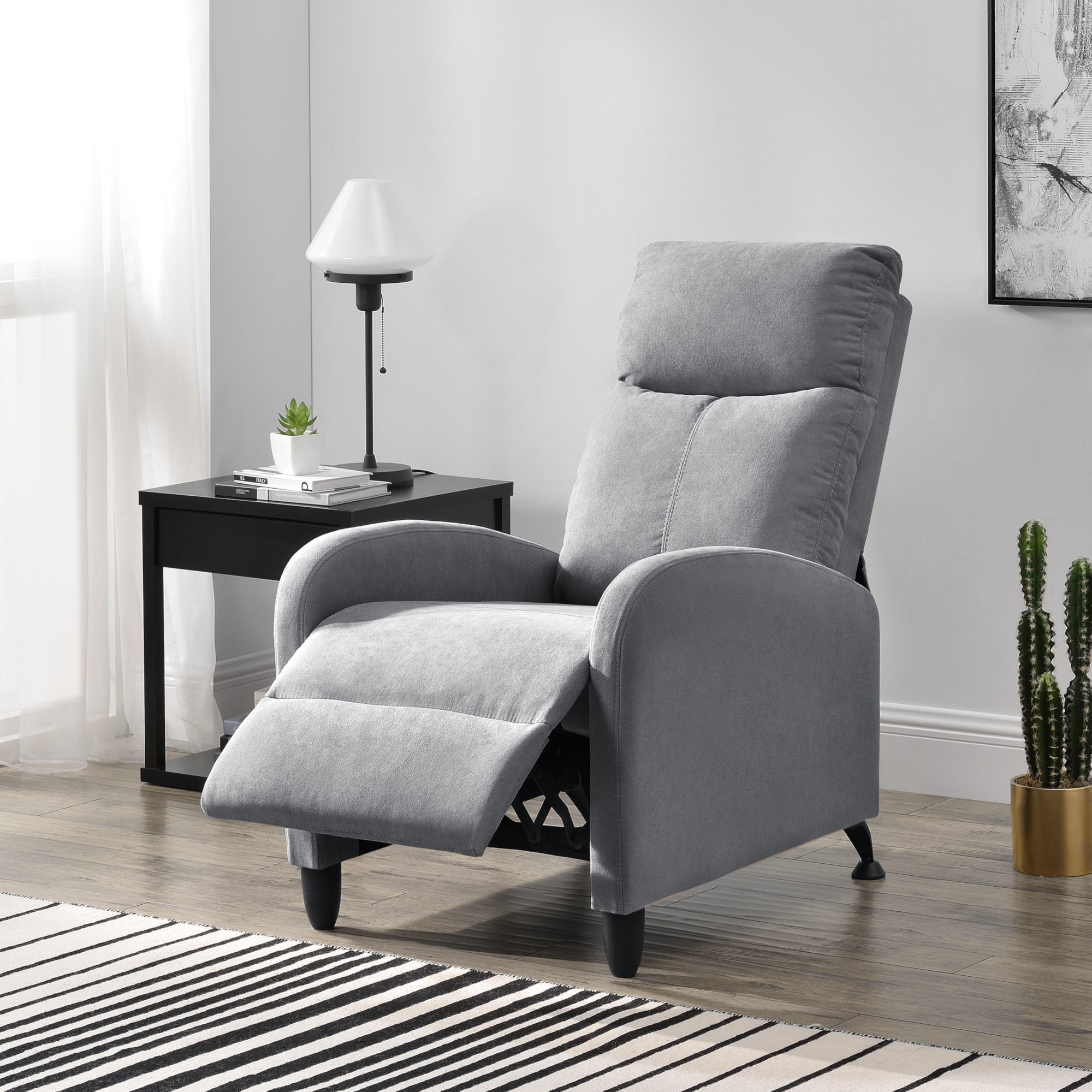 POLSTERSESSEL Bregenz Textil Hellgrau - Hellgrau, Textil (60/102/92cm) - [en.casa]