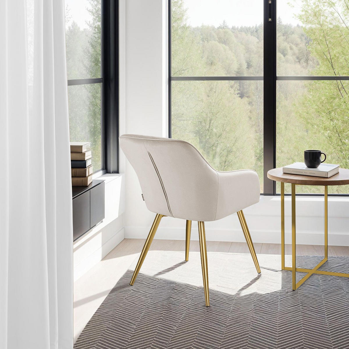 ESSZIMMERSTUHL Marilyn,58 x 62 x 82 cm,taupe/gold - Taupe/Goldfarben, Textil (58/82/62cm) - tectake