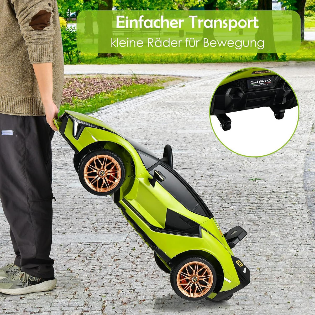 DETSKÉ auto Lamborghini 12V zelené - zelená, plast (64/41/108cm) - COSTWAY