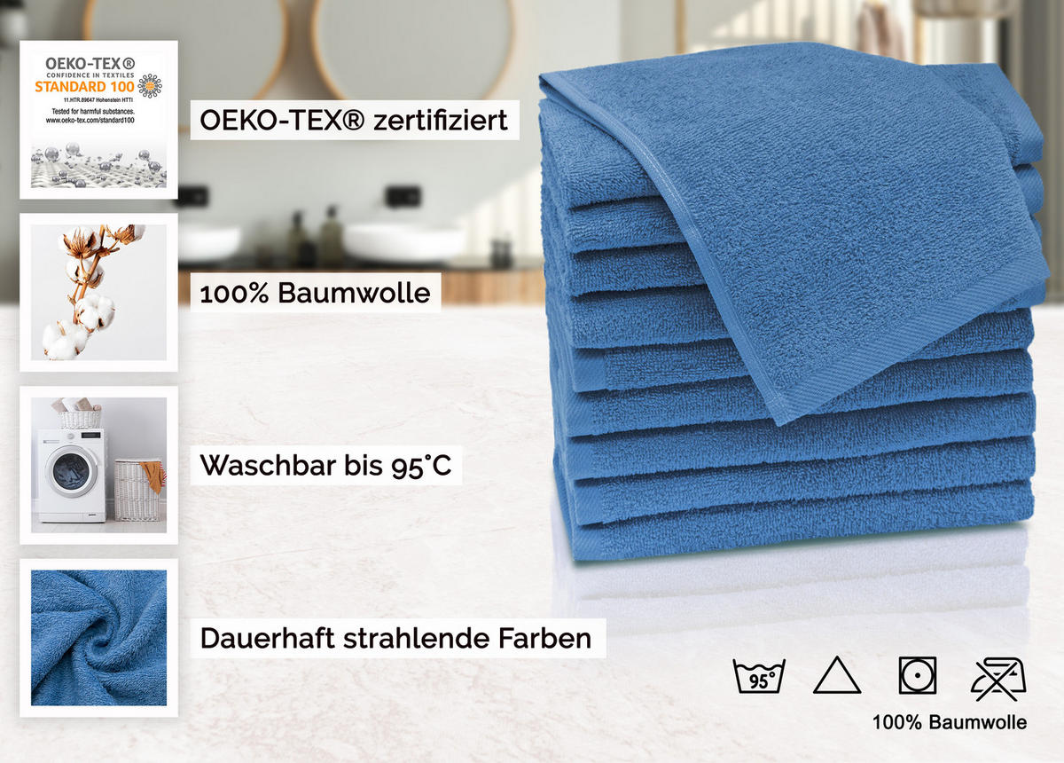 Zollner GÄSTEHANDTÜCHER, 10er-Set, 30x50 cm, 100% Baumwolle, Blau jetzt nur  online ➤