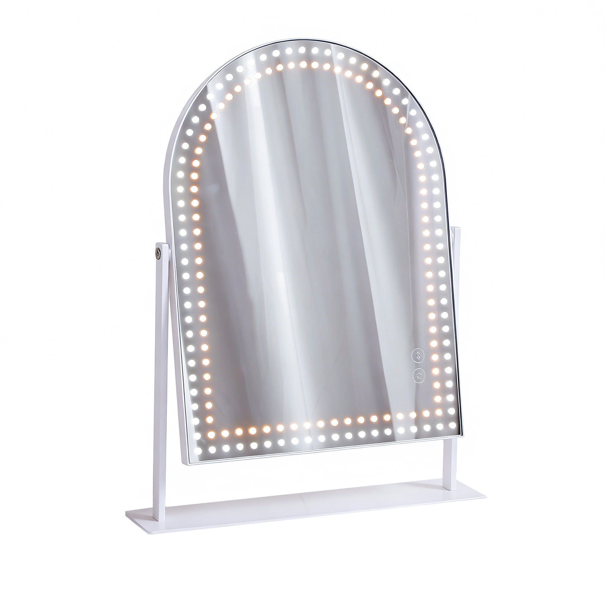 SCHMINKSPIEGEL mit Beleuchtung Gewölbter und Bluetooth Weiß 30/41 cm - Weiß, Metall (30/41/3cm) - VANITII