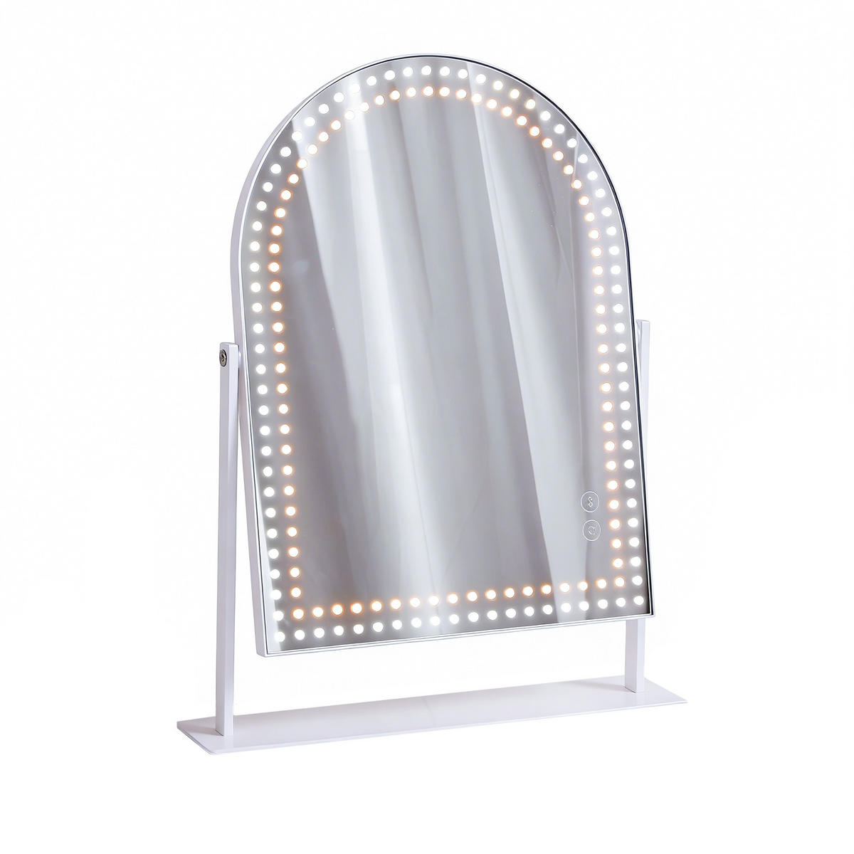 SCHMINKSPIEGEL mit Beleuchtung Gewölbter und Bluetooth Weiß 30/41 cm - Weiß, Metall (30/41/3cm) - VANITII