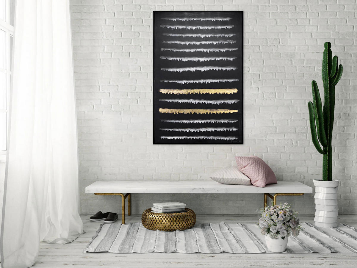 ACRYLBILD HANDGEMALT Schwarz 83/123 cm - Schwarz, Textil (82.5/122.5cm) - KUNSTLOFT