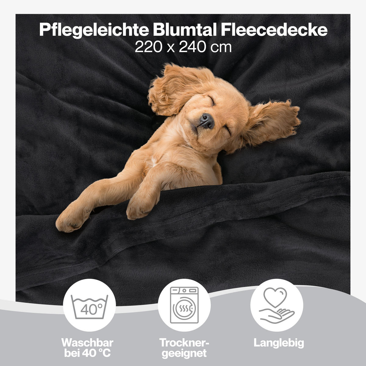 KUSCHELDECKE Anton 220/240 cm, Anthrazit - Anthrazit, Textil (220/240cm) - Blumtal