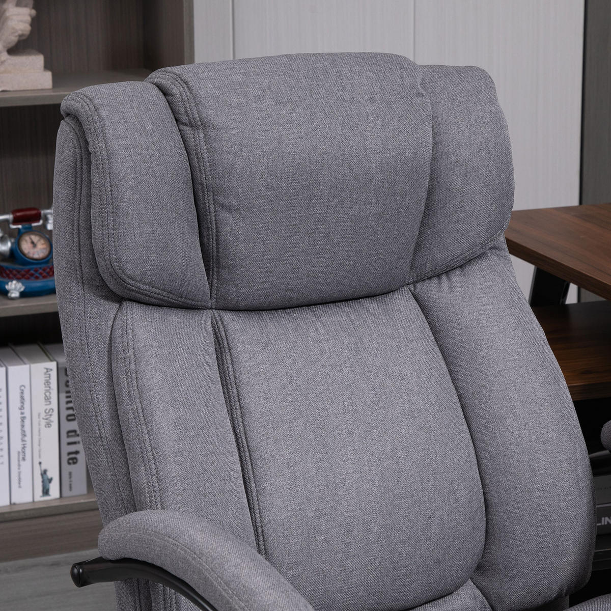 GAMING CHAIR BÜROSTUHL WIPPFUNKTION GEPOLSTERT 220KG - Hellgrau, Textil (83/118/72.5cm)