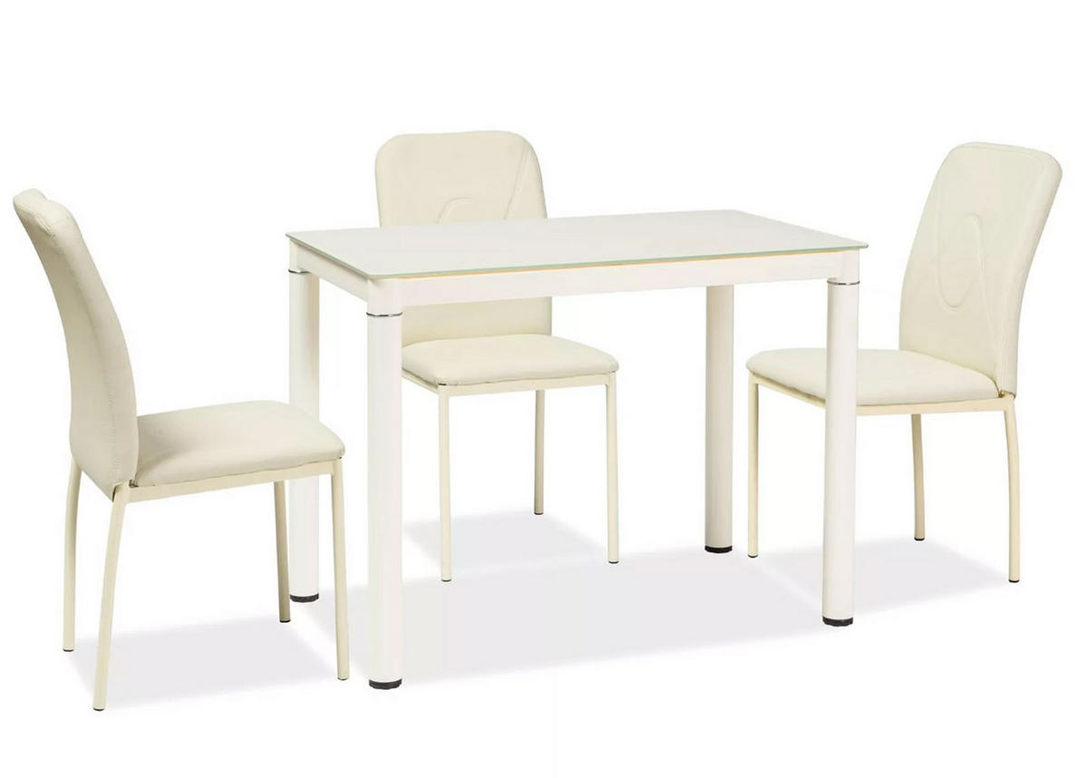 ESSTISCH Galant cremeweiß 100 / 60 / 75cm - Creme, Glas/Holz (60/100/75cm) - Feldmann-Wohnen