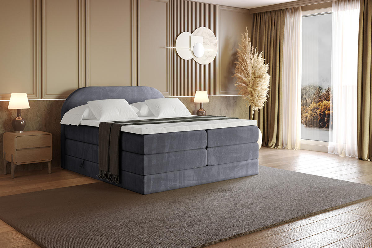 BOXSPRINGBETT mit Matratze und Lattenrost - NOX KING-120x200 - Dunkelgrau Casablanca - Dunkelgrau, Holzwerkstoff (120/200cm) - ALTDECOR