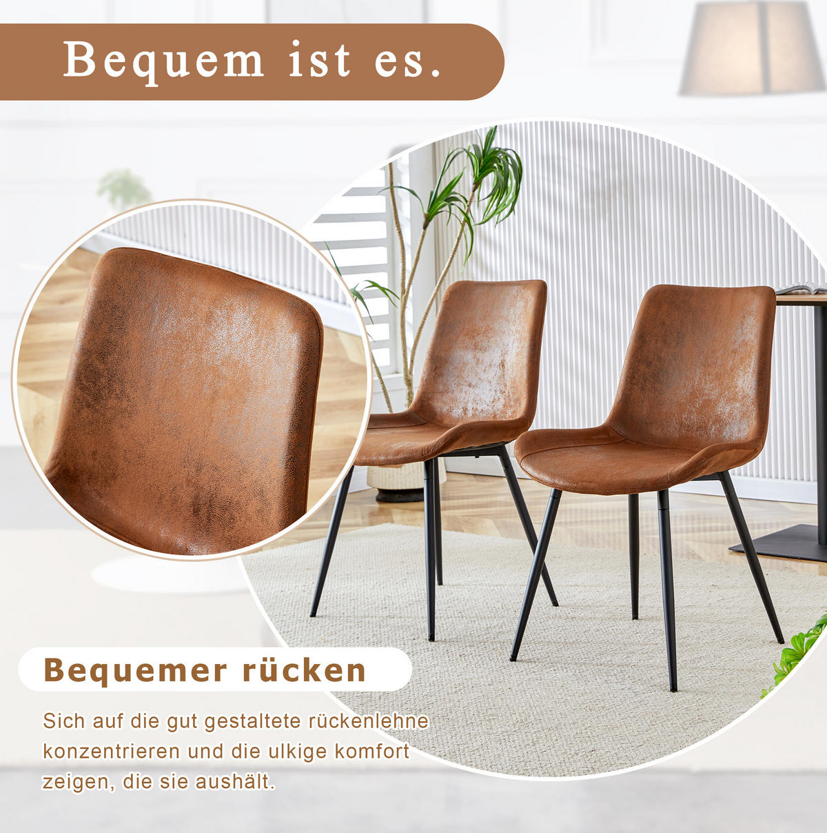 ESSZIMMERSTÜHLE Braun mit Metallgestell und ergonomischer Rückenlehne - Braun, Metall (47/83/50cm) - MIVRAY