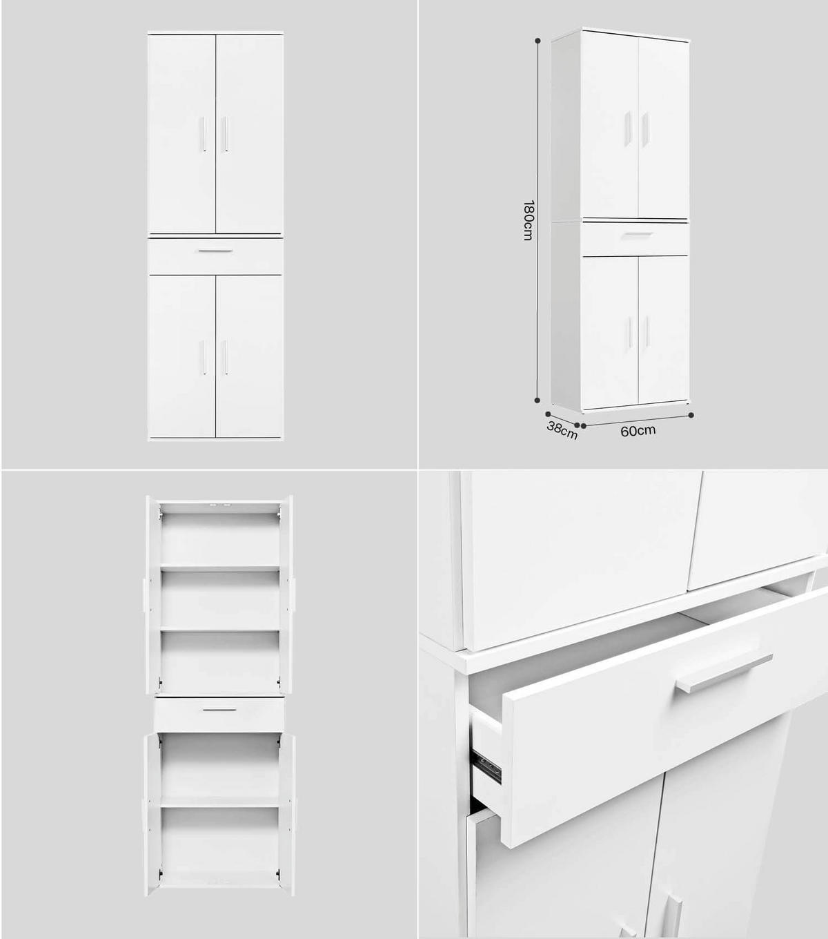 MEHRZWECKSCHRANK SET Der Allzweckwaffe - Silberfarben/Weiß, Holzwerkstoff (60/180/34cm) - Mokebo