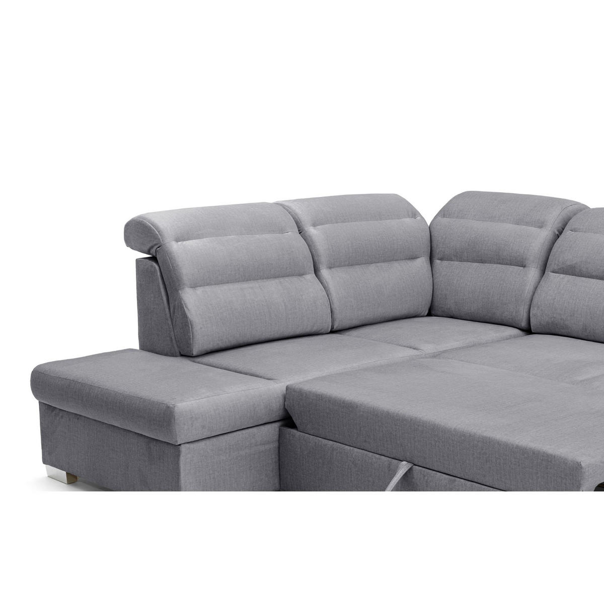ECKSOFA U-Form CLOUD U Links mit Schlaffunktion 120x252 Velours Grau - Silberfarben/Grau, Holz/Kunststoff (320/103/202cm) - Muffo