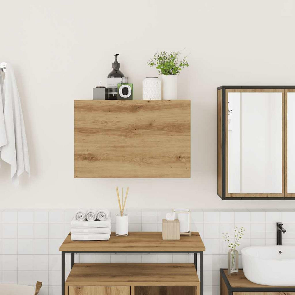 BAD-WANDSCHRANK Artisan-Eiche 60/25/40 Cm Holzwerkstoff - Braun, Holzwerkstoff (25/40/60cm) - vidaXL