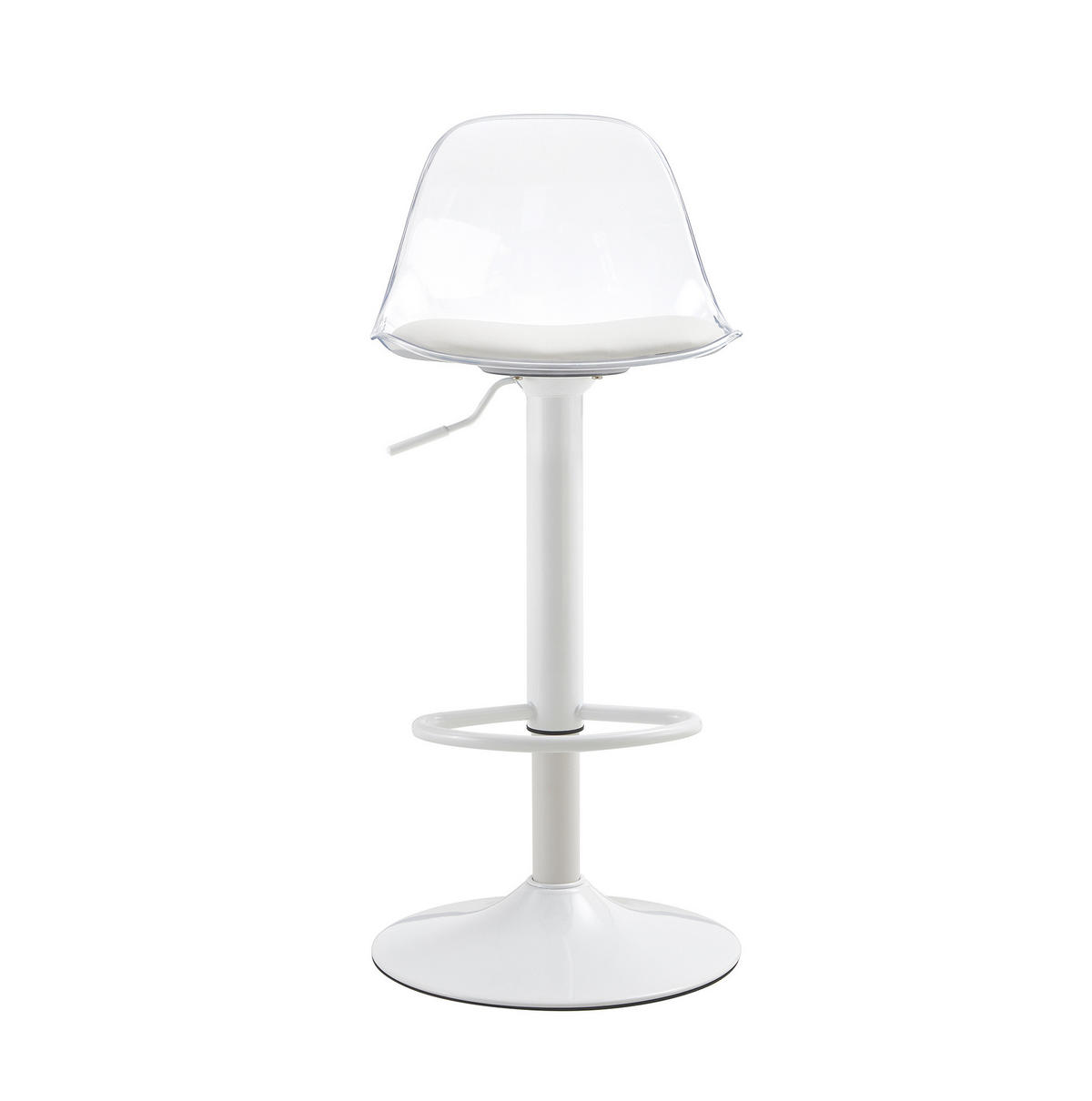 BARHOCKER 2er-Set höhenverstellbar Weiß mit transparenter Rückenlehne - Weiß, Metall (40.5/104/40.5cm) - MIVRAY