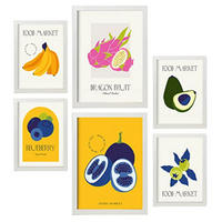 POSTER Set Mit 6 Lebensmittel Und Ernährungs Beeren Natur Und Botanikdrucke Für Innenarchitektur A3 & A4 Weißer Rahmen - Weiß, Papier (29/3cm) - Nacnic