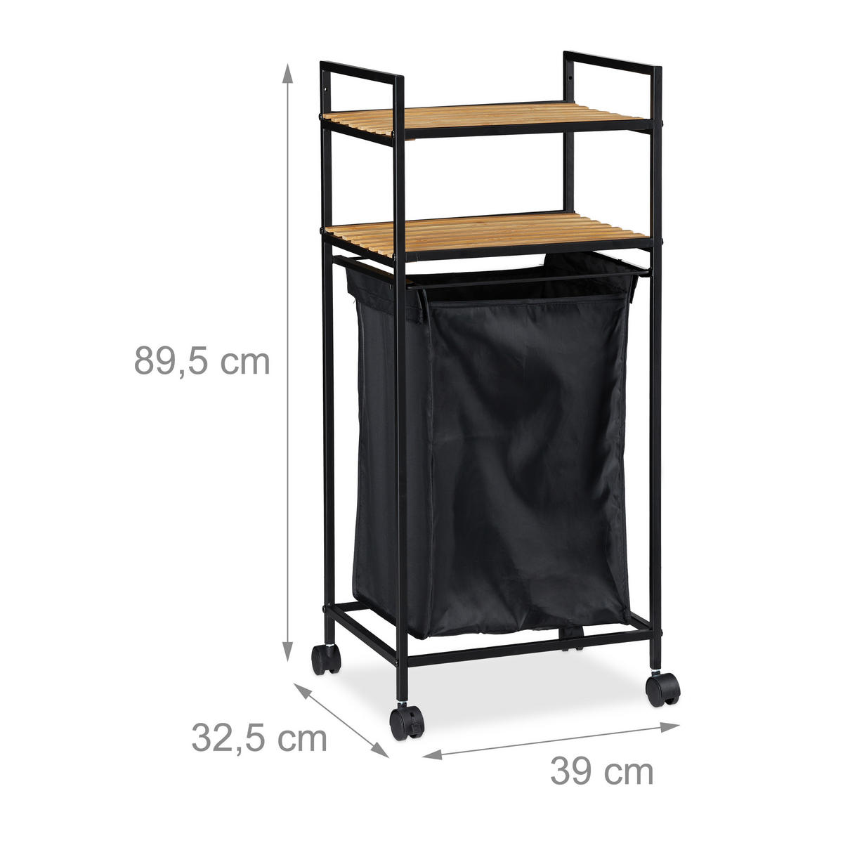 ROLLREGAL - Schwarz, Holz/Textil (39/89.5/32.5cm) - Relaxdays