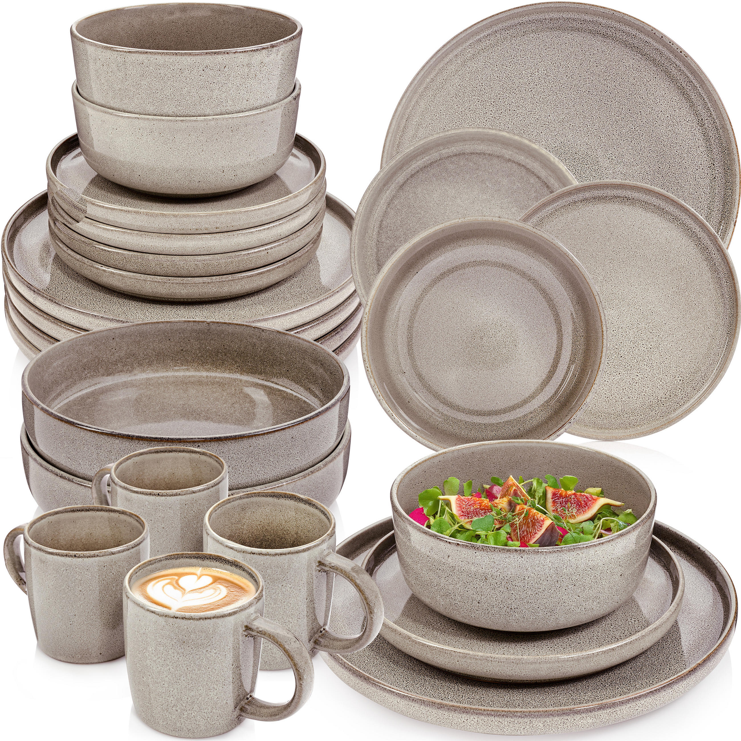 TAFELSERVICE KAIRO CLAY - 30 teilig aus Steingut - Grau, Keramik (70/30/70cm) - Sänger