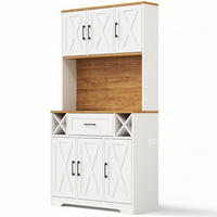 BUFFET DE-38736 105/40/180 cm LED-Beleuchtung und Weinregal Weiß - Weiß, Holzwerkstoff (105/180/40cm) - ComfortXL