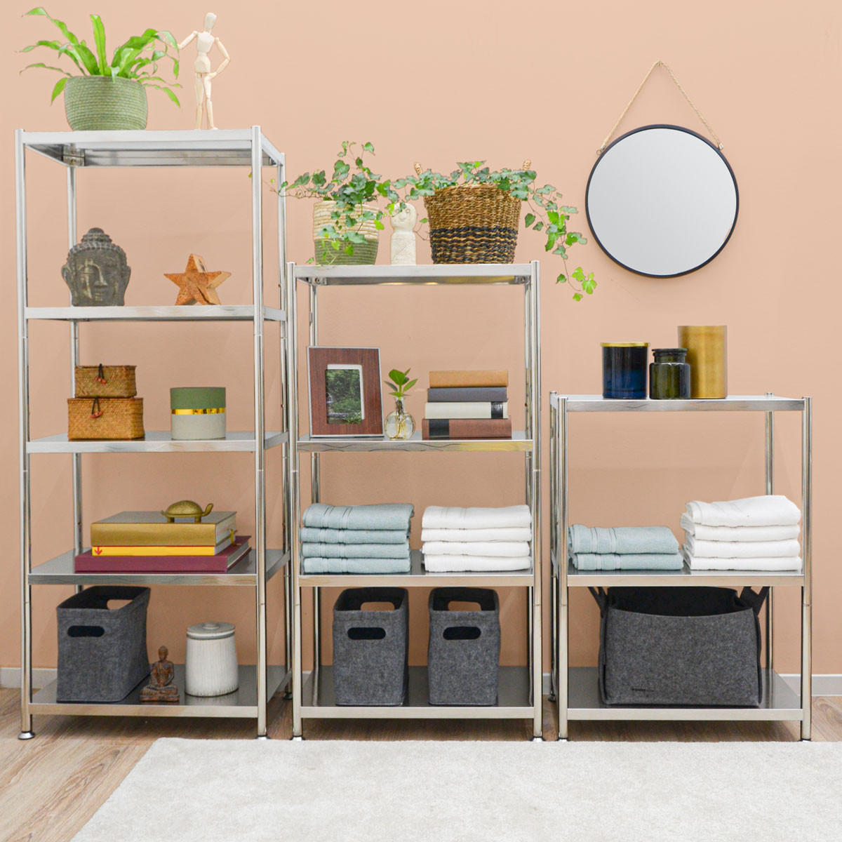 EDELSTAHL-REGAL 61x36x50 cm bis 60kg inkl. 2 Ebenen - Grau, Metall (36/50/61cm) - shelfr