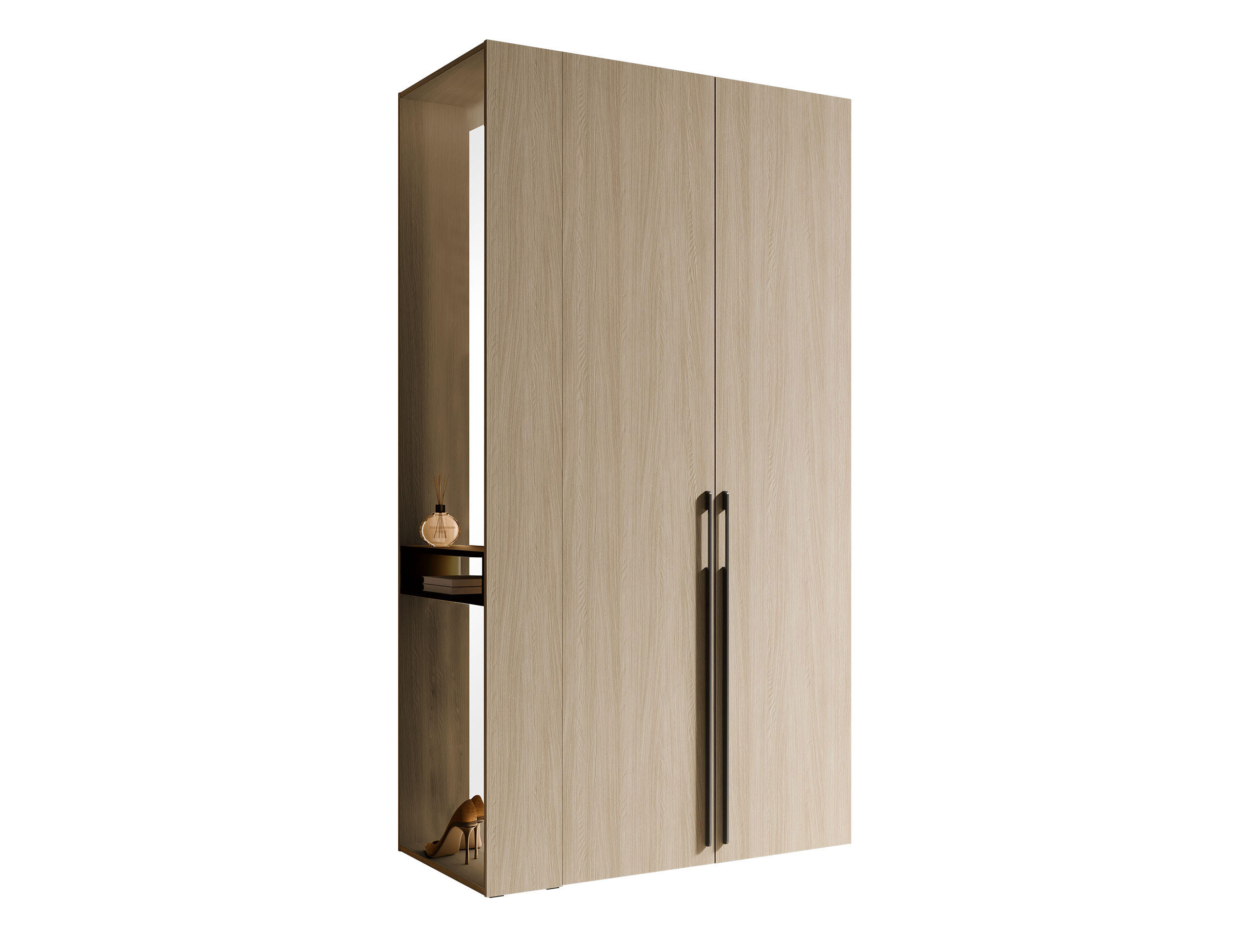 GARDEROBE Barcelona II mit Weiße LED-Beleuchtung - Eichefarben/Schwarz, Holzwerkstoff/Kunststoff (112/208/58cm) - MIRJAN24