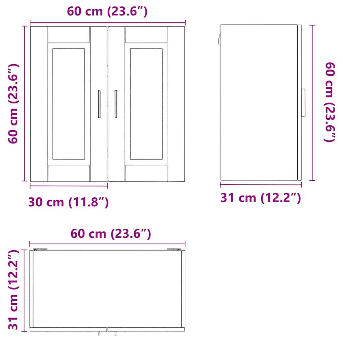 KÜCHEN-HÄNGESCHRANK Schwarz Holzwerkstoff - Schwarz, Holzwerkstoff (31/60/60cm) - vidaXL
