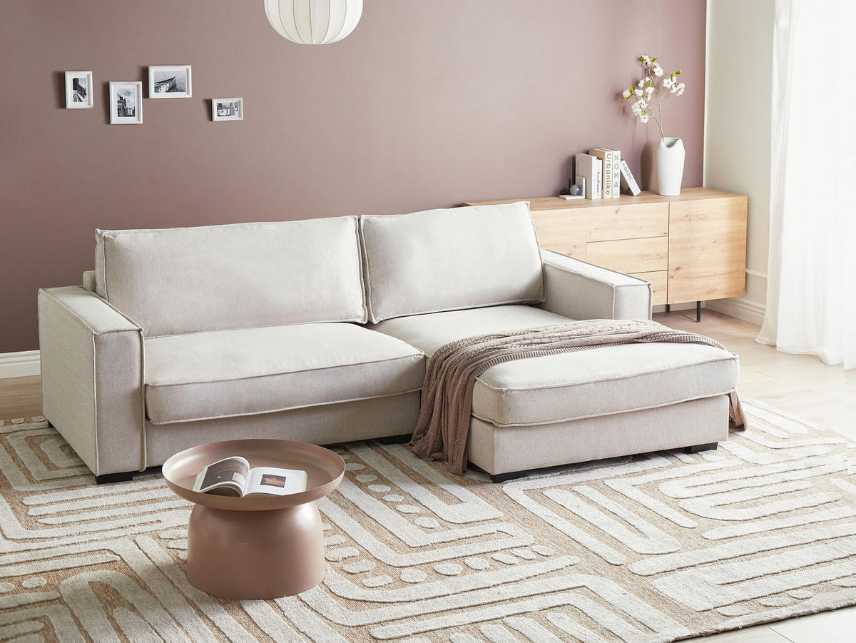 COLȚAR textil bej deschis pe partea stângă Renders - bej, material textil (257/136cm) - Beliani