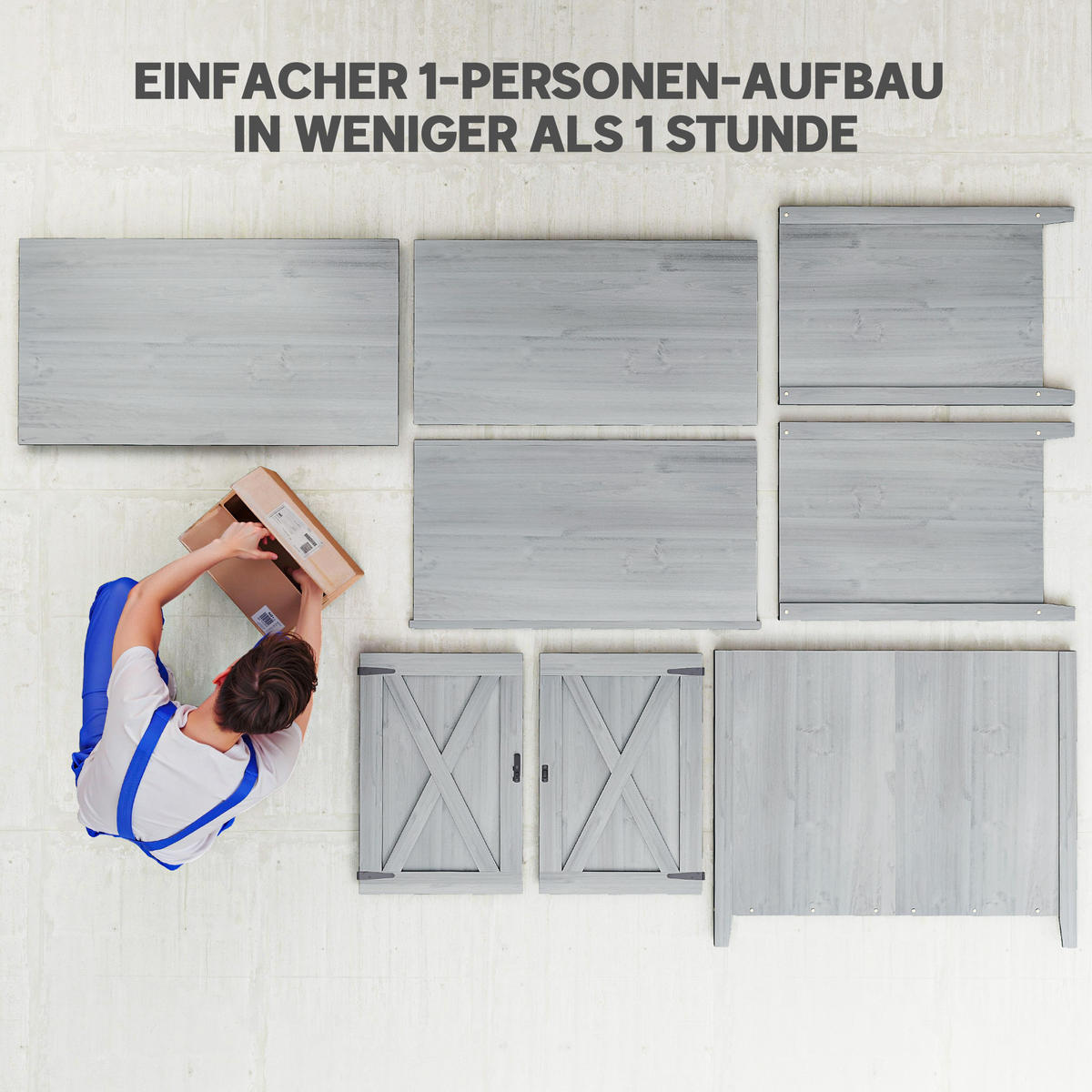 GARTENSCHRANK DE-09245 Hellgrau - Hellgrau, Holz (60/88.5/110cm) - ComfortXL