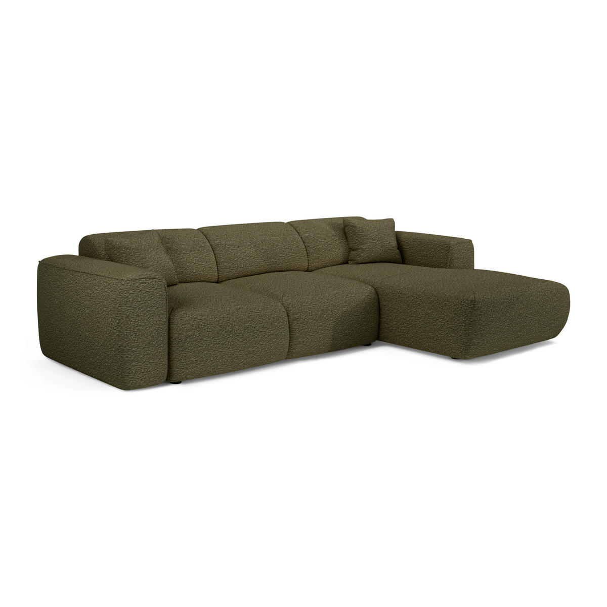 ECKSCHLAFSOFA Bouclé-Stoff Olivgrün 283cm - Olivgrün, Textil (283/180cm) - Sia Home