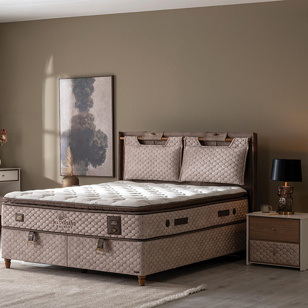 BOXSPRINGBETT Bambi Bett mit Matratze Boxspringbett 140x200 Magnasand Therapy - Braun, Holz/Metall (140/200cm) - Bambi