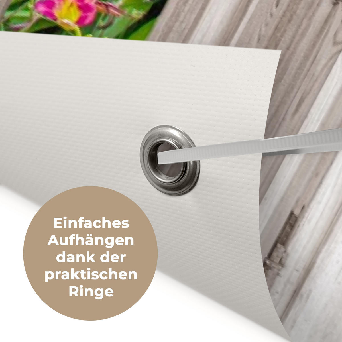 ZAHRADNÍ PLAKÁT Hortenzie - Průhledné - Květiny - Léto - Fialová - Cesta 180x120 cm - zelená barva, plast (180/120/0.2cm) - OnlyWow