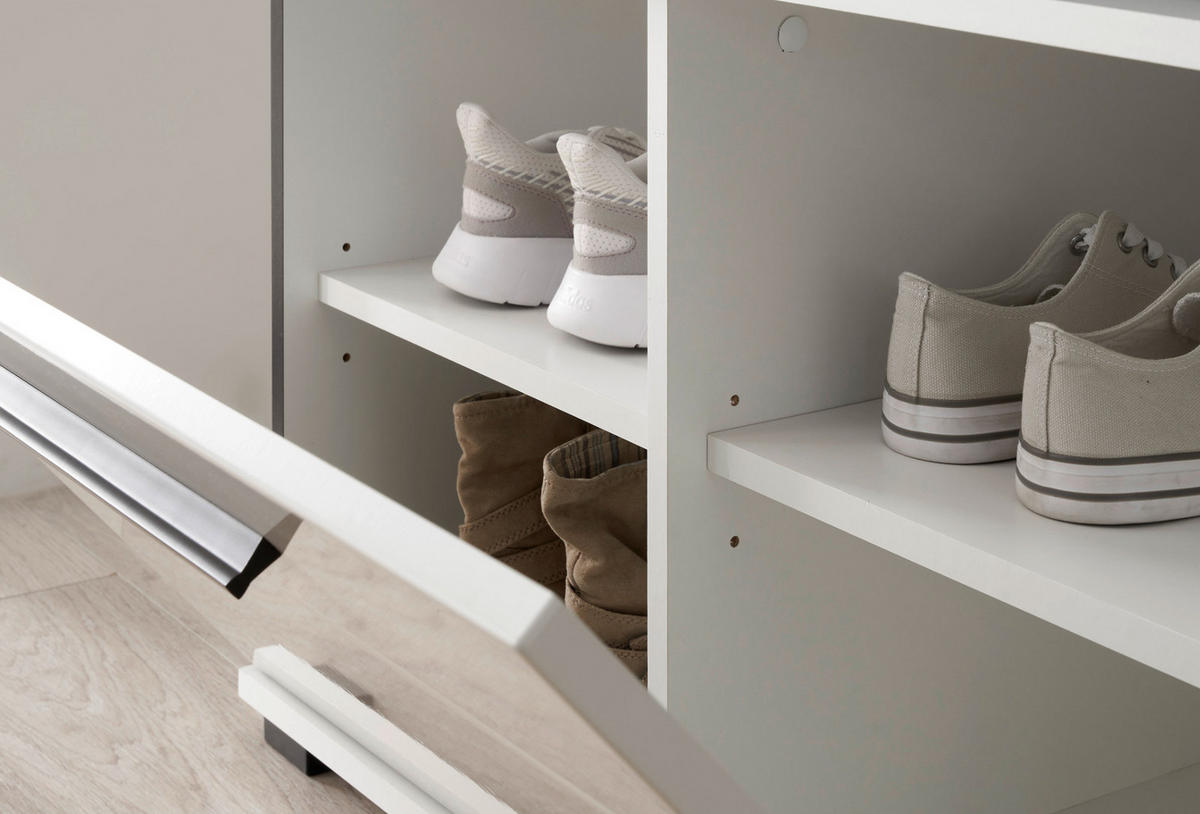 GARDEROBENBANK weiß Hochglanz 80 cm, Sitzbank mit Stauraum - Weiß Hochglanz/Schwarz, Holzwerkstoff/Kunststoff (80/50/40cm) - Furn.Design