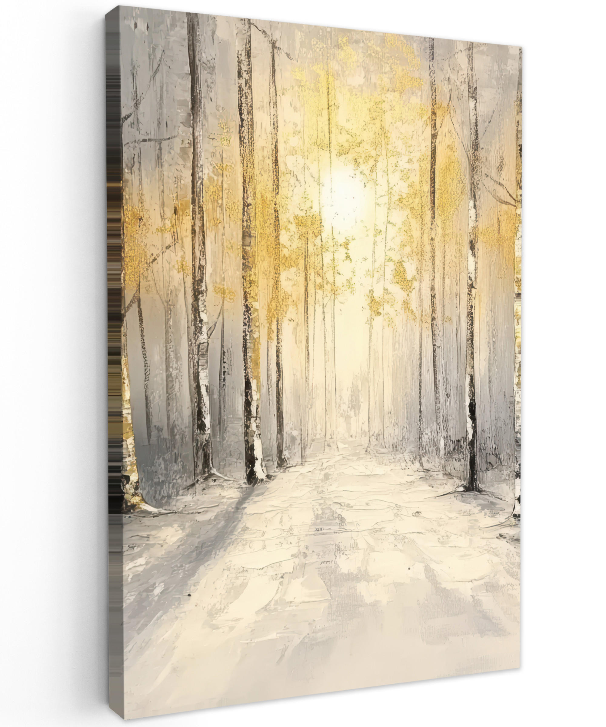 LEINWANDBILD Winter - Abstrakt - Schnee - Natur - Sonne 80x120 cm - Grau, Textil (80/120cm) - MuchoWow