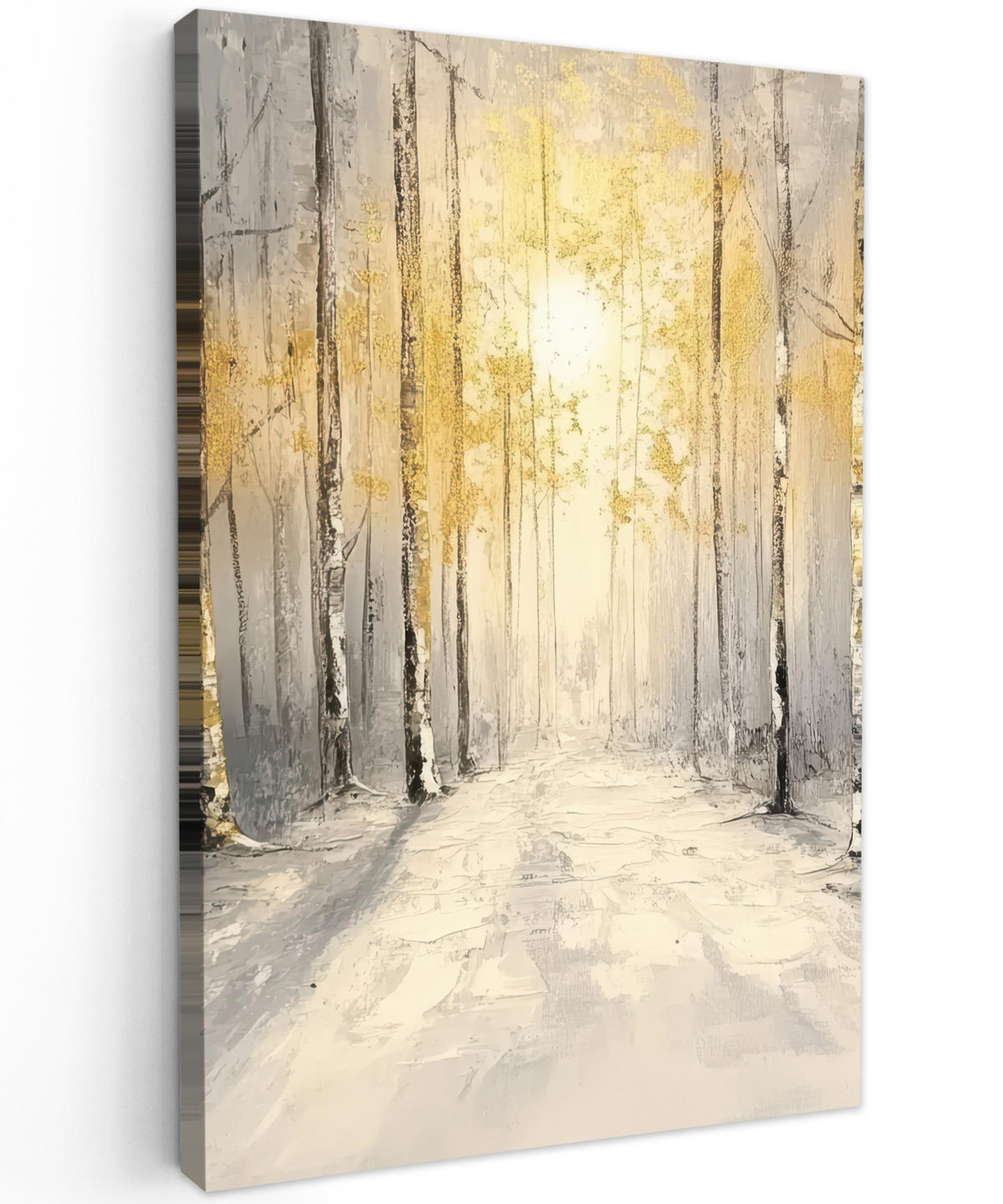 LEINWANDBILD Winter - Abstrakt - Schnee - Natur - Sonne 80x120 cm - Grau, Textil (80/120cm) - MuchoWow