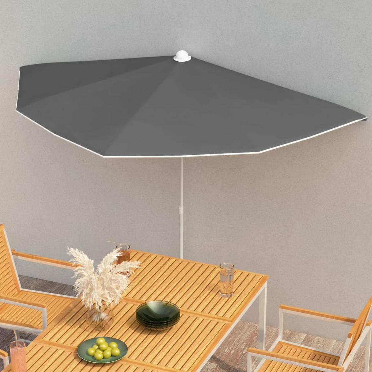 HALB-SONNENSCHIRM mit Mast 180x90 cm Anthrazit - Anthrazit, Metall (90/180cm) - furnicato