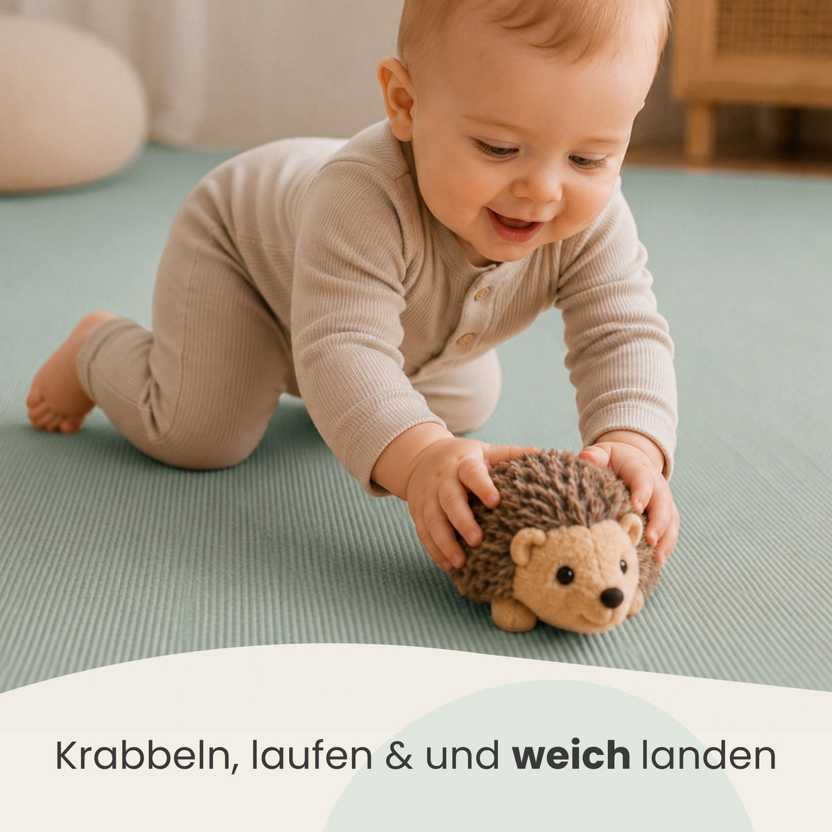 SPIELMATTE ab Null - 90 cm Baby Puzzlematte Mint - Mintgrün, Kunststoff (30/30cm) - Littletom