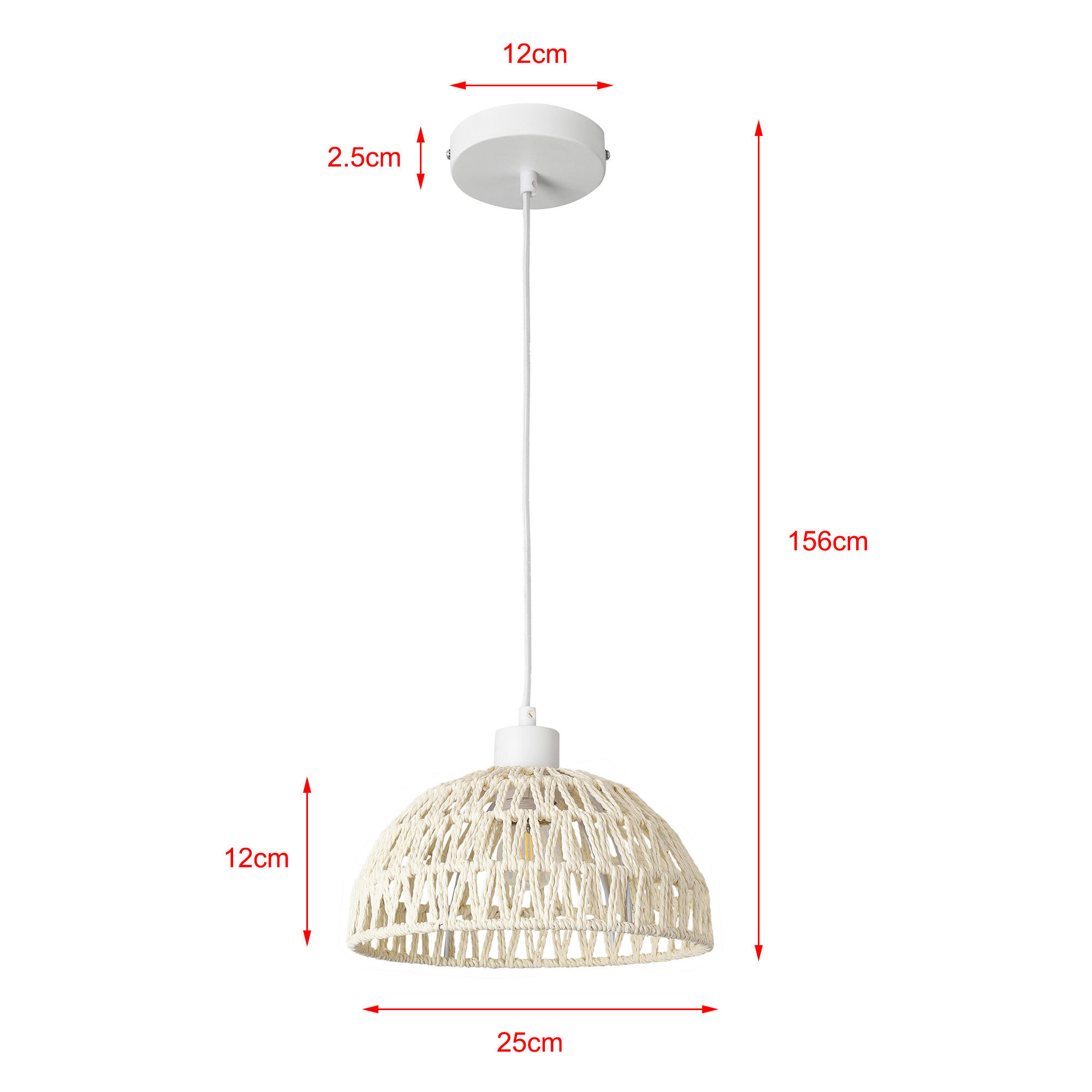 HÄNGELAMPE Alton - Weiß, Naturmaterialien/Metall (25/25/156cm) - lux.pro